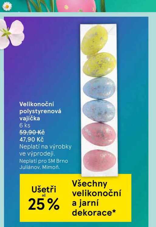 Velikonoční polystyrenová vajíčka, 6 ks