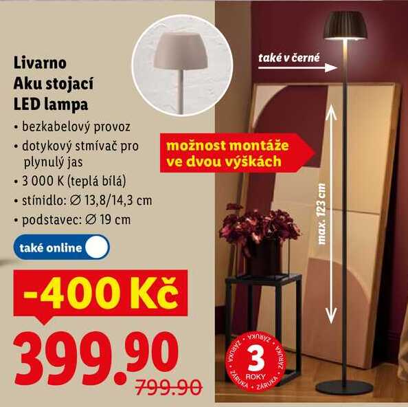 Livarno Aku stojací LED lampa