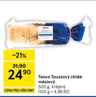 Tesco Toustový chléb máslový, 500 g