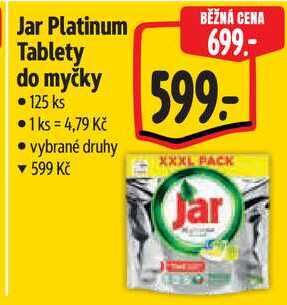 Jar Platinum Tablety do myčky, 125 ks