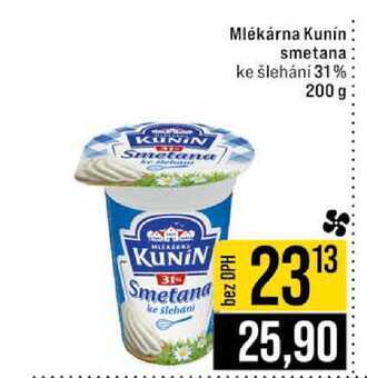 Mlékárna Kunín smetana ke šlehání 31% 200 g
