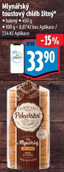 Mlynářský toustový chléb žitný, 450 g