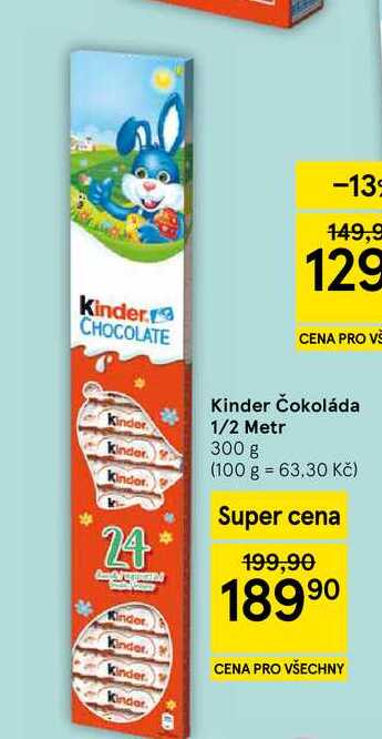Kinder Čokoláda 1/2 Metr, 300 g 