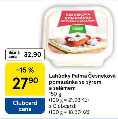 Lahůdky Palma Česneková pomazánka se sýrem a salámem, 150 g
