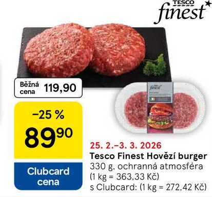 Tesco Finest Hovězí burger, 330 g