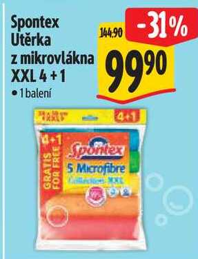 Spontex Utěrka z mikrovlákna XXL 4+1 