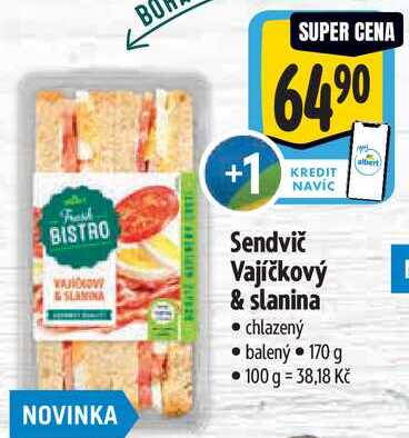 Sendvič Vajíčkový & slanina, 170 g