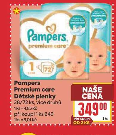 Pampers Premium care Dětské plenky 38/72 ks