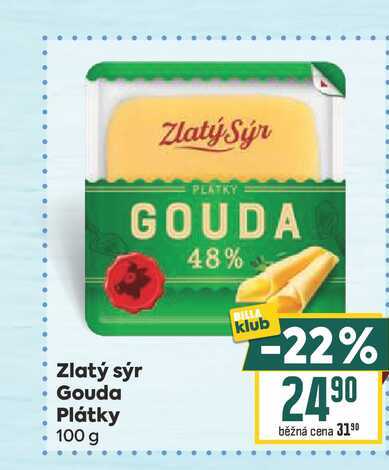 Zlatý sýr Gouda Plátky 100g