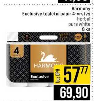 Harmony Exclusive toaletní papír 4-vrstvý herbal pure white 8 ks