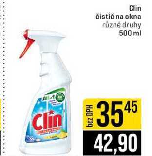 Clin čistič na okna různé druhy 500 ml