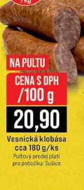 Vesnická klobása cca 180 g 100g