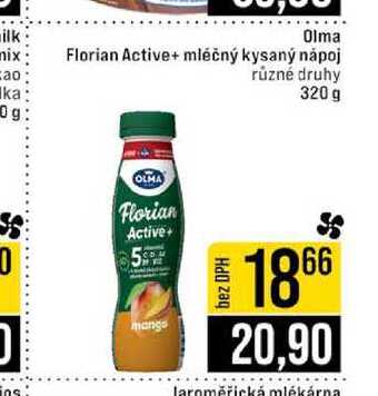 Olma Florian Active+ mléčný kysaný nápoj různé druhy 320 g