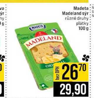 Madeta Madeland sýr různé druhy plátky 100 g