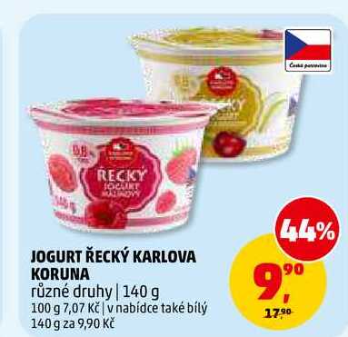 JOGURT ŘECKÝ KARLOVA KORUNA, 140 g 