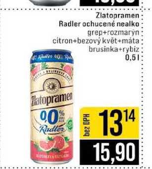 Zlatopramen Radler ochucené nealko grep+rozmarýn citron+bezový květ+máta brusinka+rybiz 0,5l