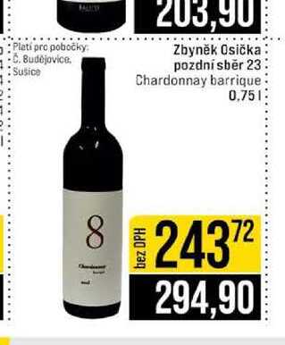 Zbyněk Osička pozdní sběr 23 Chardonnay barrique 0,75l