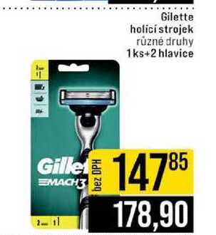 Gilette holicí strojek různé druhy 1ks+2 hlavice 