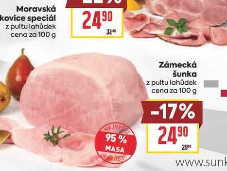 Zámecká šunka z pultu lahůdek cena za 100 g