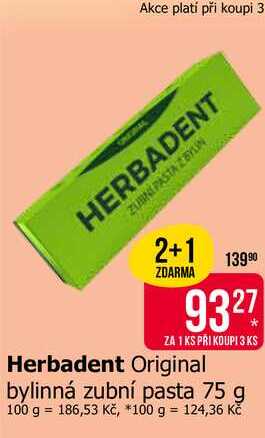 Herbadent Original bylinná zubní pasta 75 g