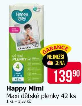Happy Mimi Maxi dětské plenky 42 ks