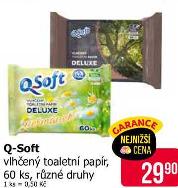 Q-Soft vlhčený toaletní papír, 60 ks, různé druhy 