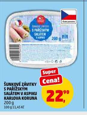 ŠUNKOVÉ ZÁVITKY S PAŘÍŽSKÝM SALÁTEM V ASPIKU KARLOVA KORUNA, 200 g
