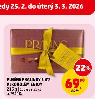 PLNĚNÉ PRALINKY S 3% ALKOHOLEM ENJOY, 215 g