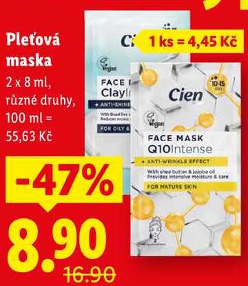 Pleťová maska, 2x 8 ml