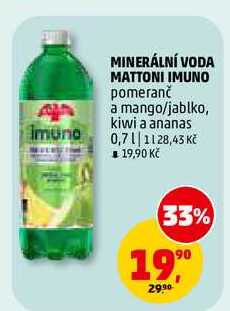 MINERÁLNÍ VODA MATTONI IMUNO, 0,7 l