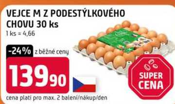 VEJCE M Z PODESTÝLKOVÉHO CHOVU 30 ks
