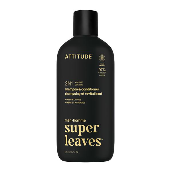 Attitude Pánský šampon a kondicionér pro objem 2v1 Super leaves - Amber a Citrus