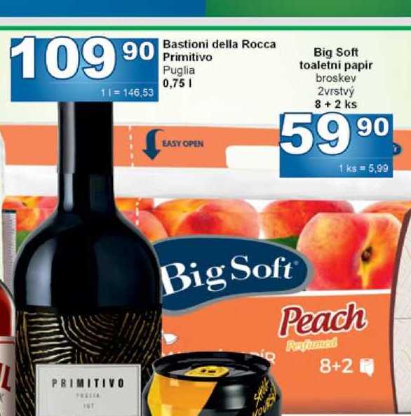 Big Soft toaletní papír broskev 2vrstvý 8+ 2 ks