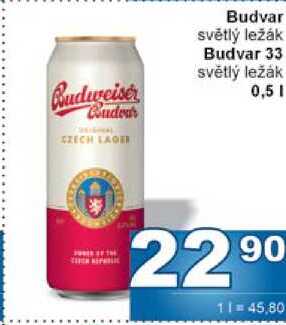 Budvar světlý ležák Budvar 33 světlý ležák 0,5l
