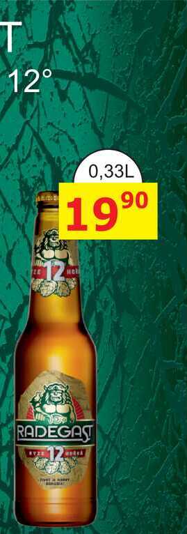 Radegast Ryze Hořká 12, světlý ležák 0,33l