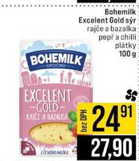 Bohemilk Excelent Gold sýr rajče a bazalka pepř a chilli plátky 100 g