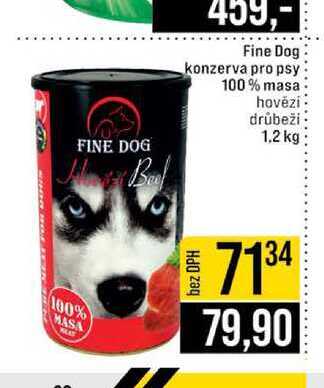 Fine Dog konzerva pro psy 100% masa hovězí drůbeži 1,2 kg 