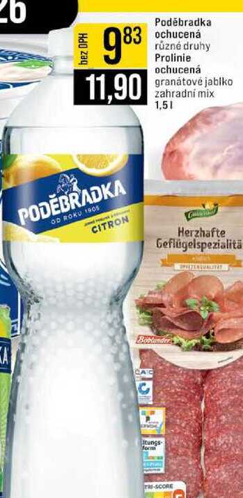 Poděbradka ochucená různé druhy Prolinie ochucená granátové jablko zahradní mix 1,5l