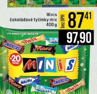 Minis čokoládové tyčinky mix 400 g 