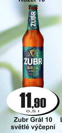 Zubr Grál 10 L světlé výčepní  