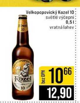Velkopopovický Kozel 10 světlé výčepni 0,5l