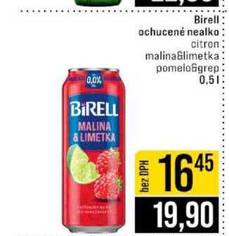 Birell ochucené nealko citron malina limetka pomelo&grep 0,5l