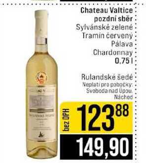 Chateau Valtice pozdní sběr Sylvánské zelené Tramin červený Pálava Chardonnay 0,75l