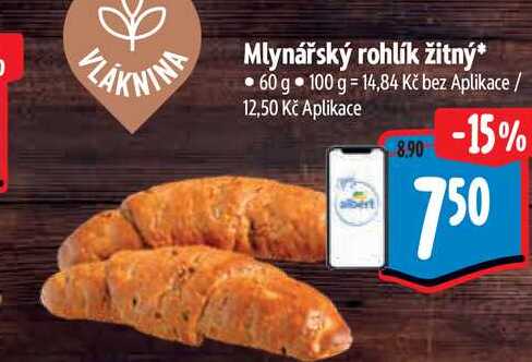  Mlynářský rohlík žitný 60 g 