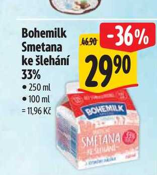 Bohemilk Smetana ke šlehání 33% 250 ml