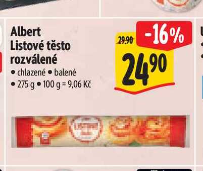 Albert Listové těsto rozválené  275 g