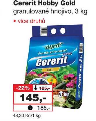 Cererit Hobby Gold granulované hnojivo, 3 kg