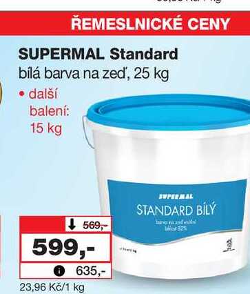 SUPERMAL Standard bílá barva na zeď, 25 kg