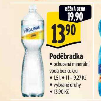 Poděbradka ochucená minerální voda bez cukru 1,5 l
