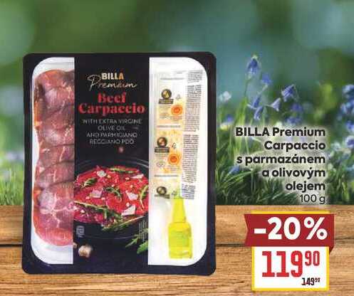 BILLA Premium Carpaccio s parmazánem a olivovým olejem 100 g